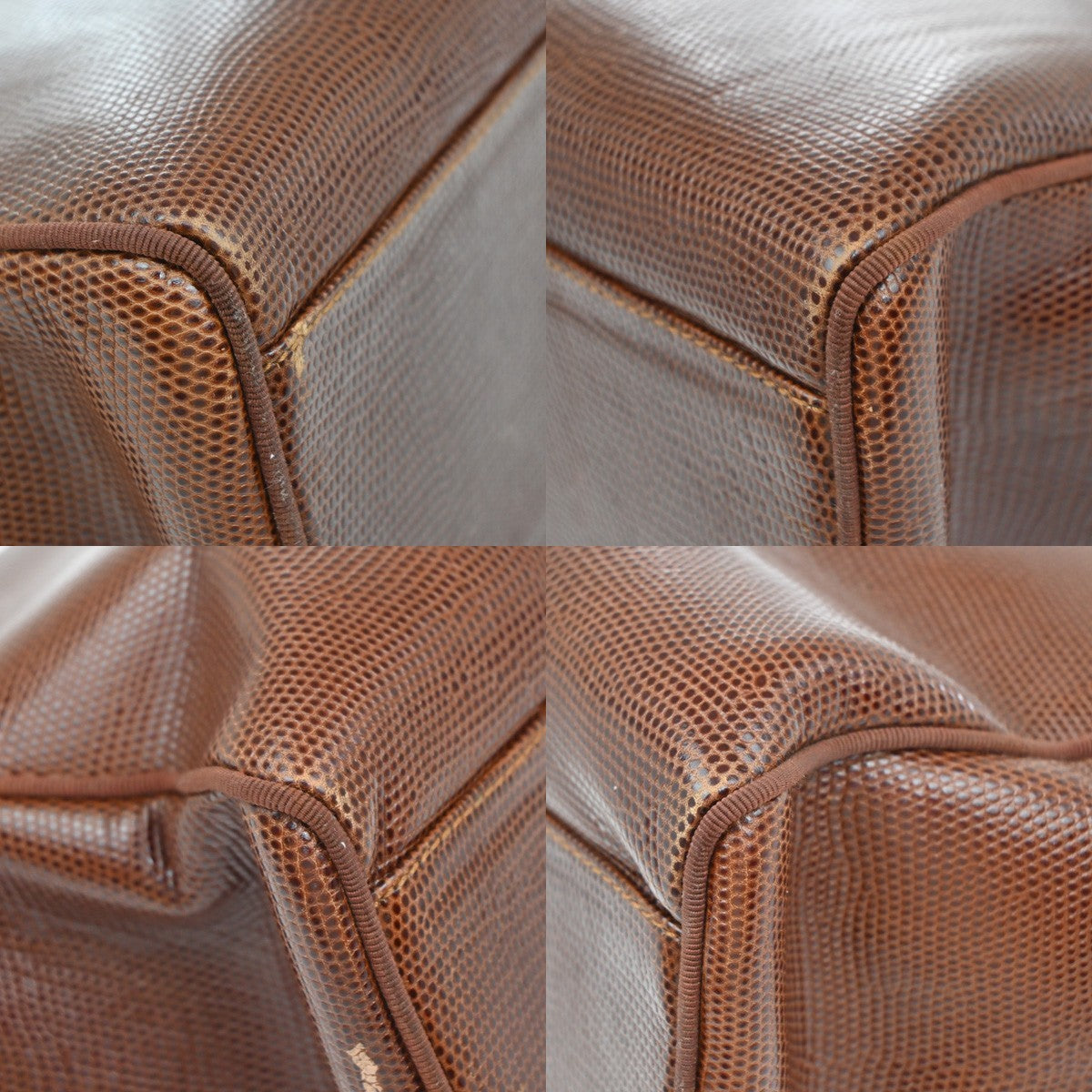 SALVATORE FERRAGAMO Logo Vara Hand Bag Embossing Leather Brown Gold 63EG040
