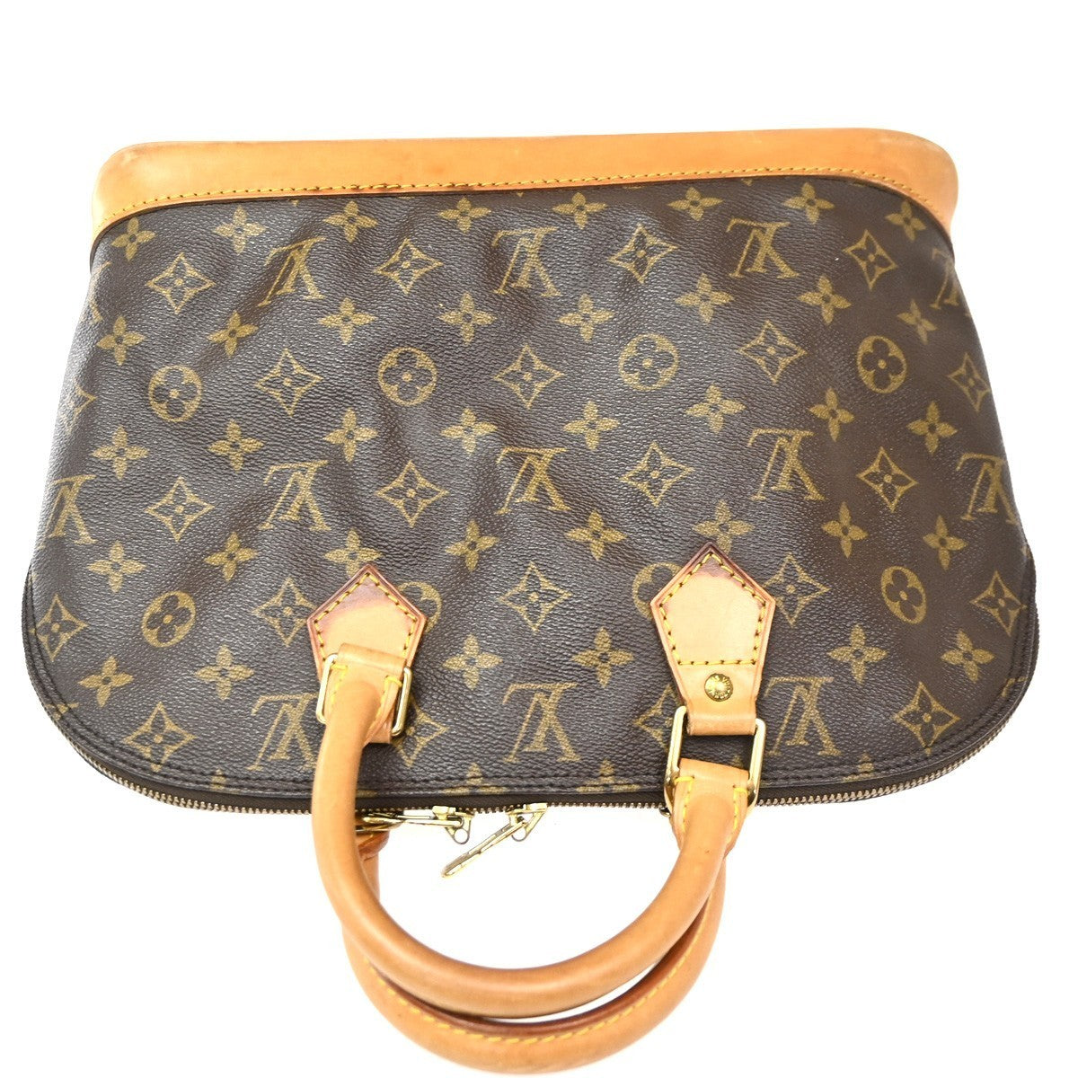LOUIS VUITTON LV Logo Alma Hand Bag Monogram Leather Brown France M51130 82CA620
