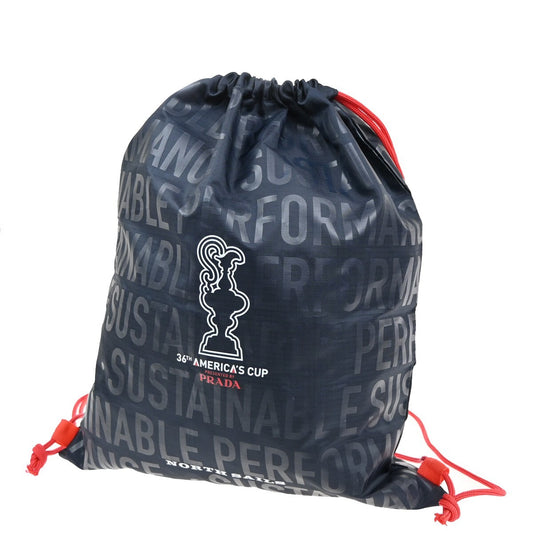 PRADA x North Sails America Cup Drawstring Backpack Bag Nylon Navy Blue 07EE958