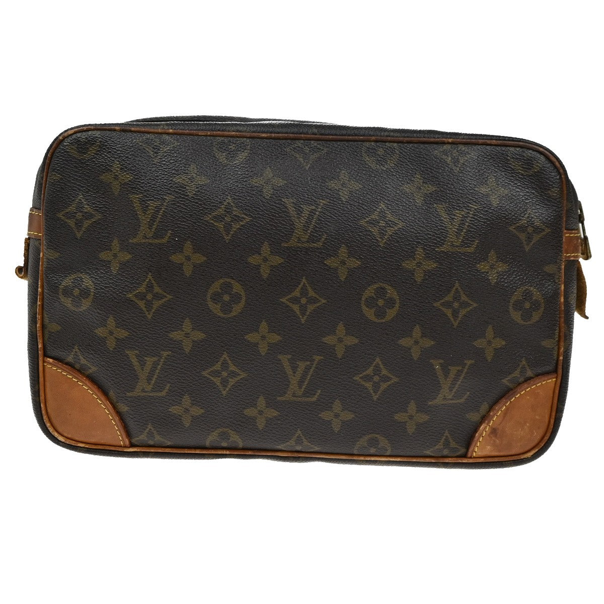LOUIS VUITTON Compiegne 28 Clutch Hand Bag Monogram Leather Brown M51845 65YH217