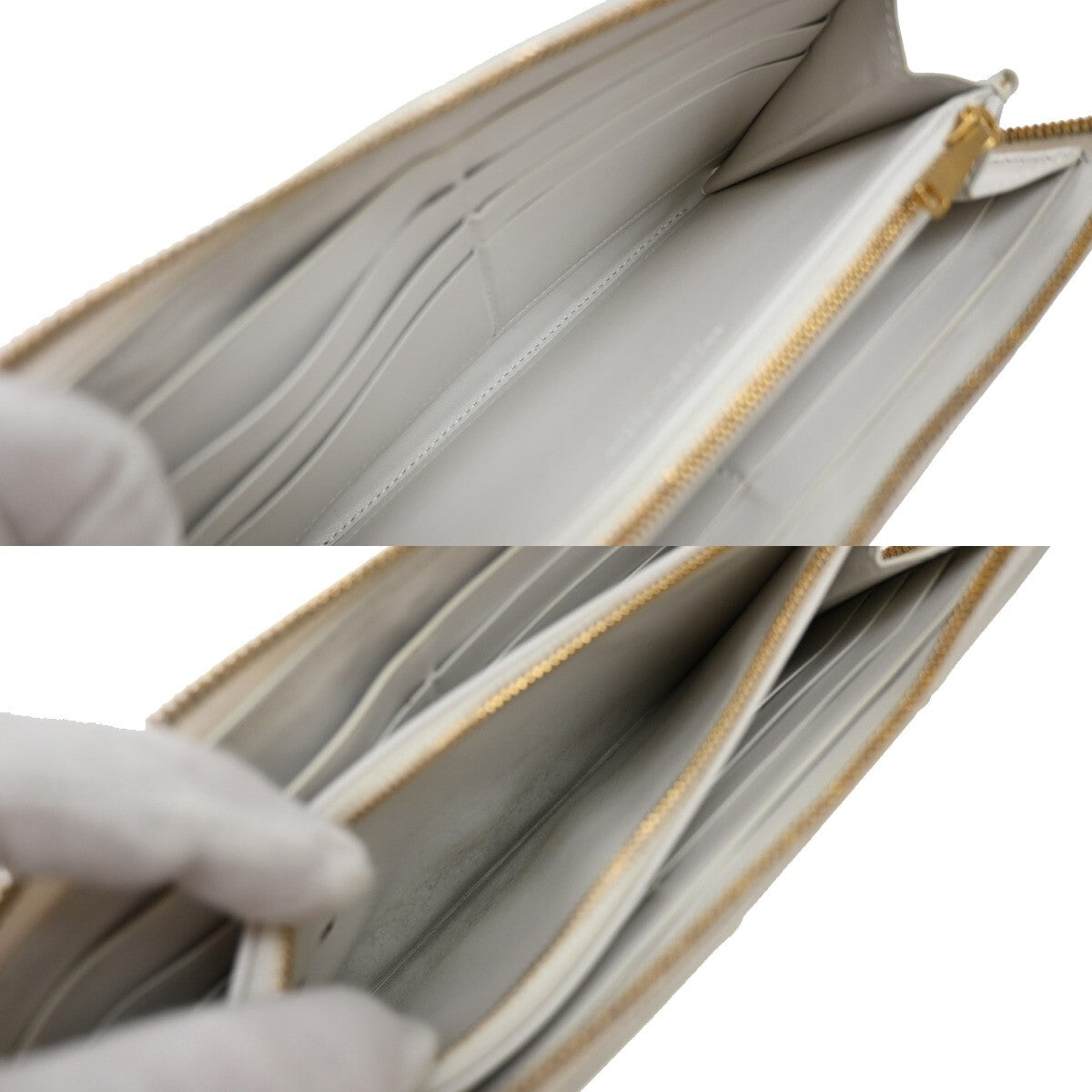 BOTTEGA VENETA Cassette Intrecciato long Wallet Purse Leather White 64EE516