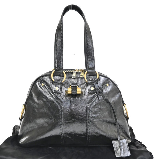 YVES SAINT LAURENT Medium Muse Shoulder Bag Patent Leather Black GHW 71TA627