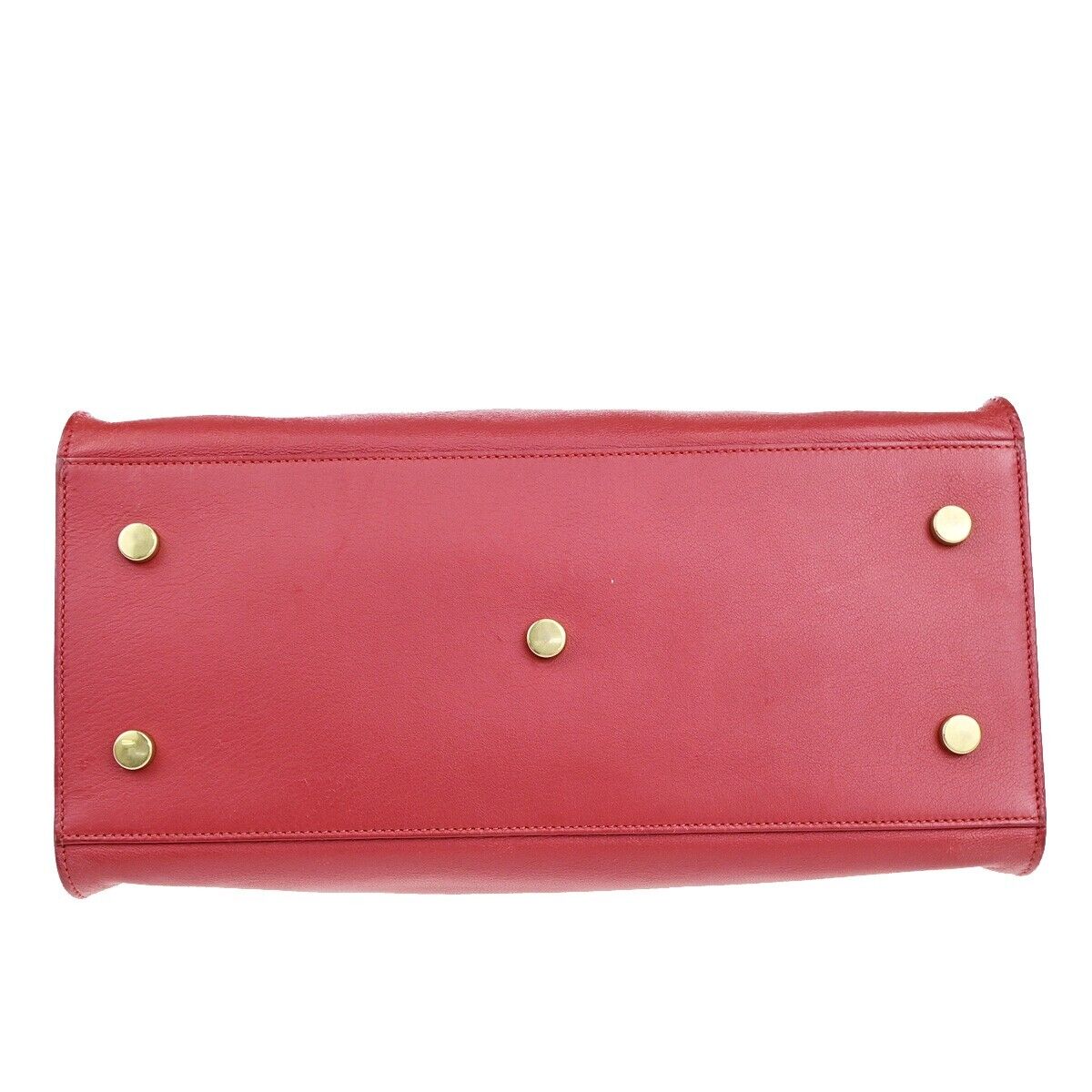 SAINT LAURENT YSL Logo Cabas 2 Way Hand Bag Leather Red GHW Italy 29EC867