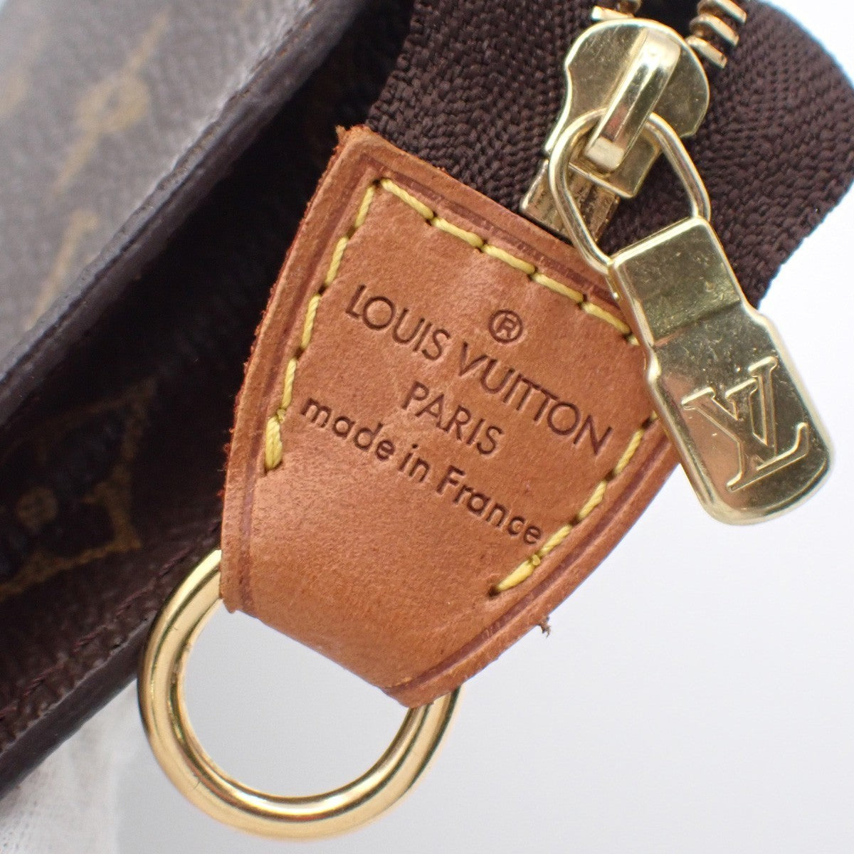 LOUIS VUITTON Logo BUCKET PM Pouch Bag Monogram Leather Brown France 60KB738