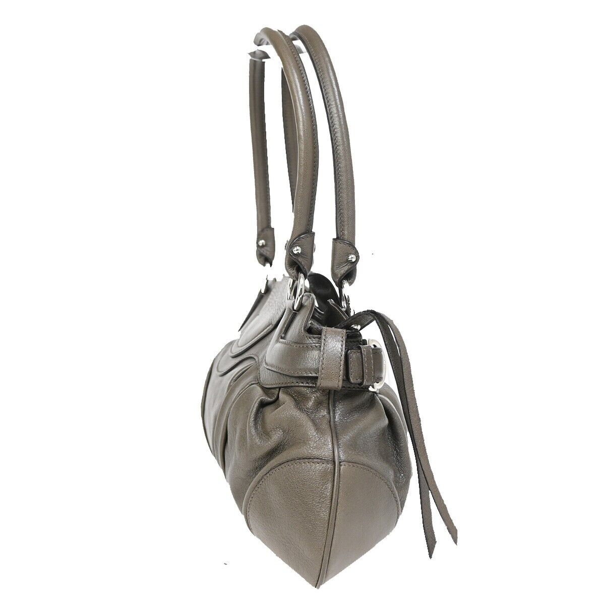 SALVATORE FERRAGAMO Logo Marisa Gancini Shoulder Bag Leather Gray Italy 69FA576