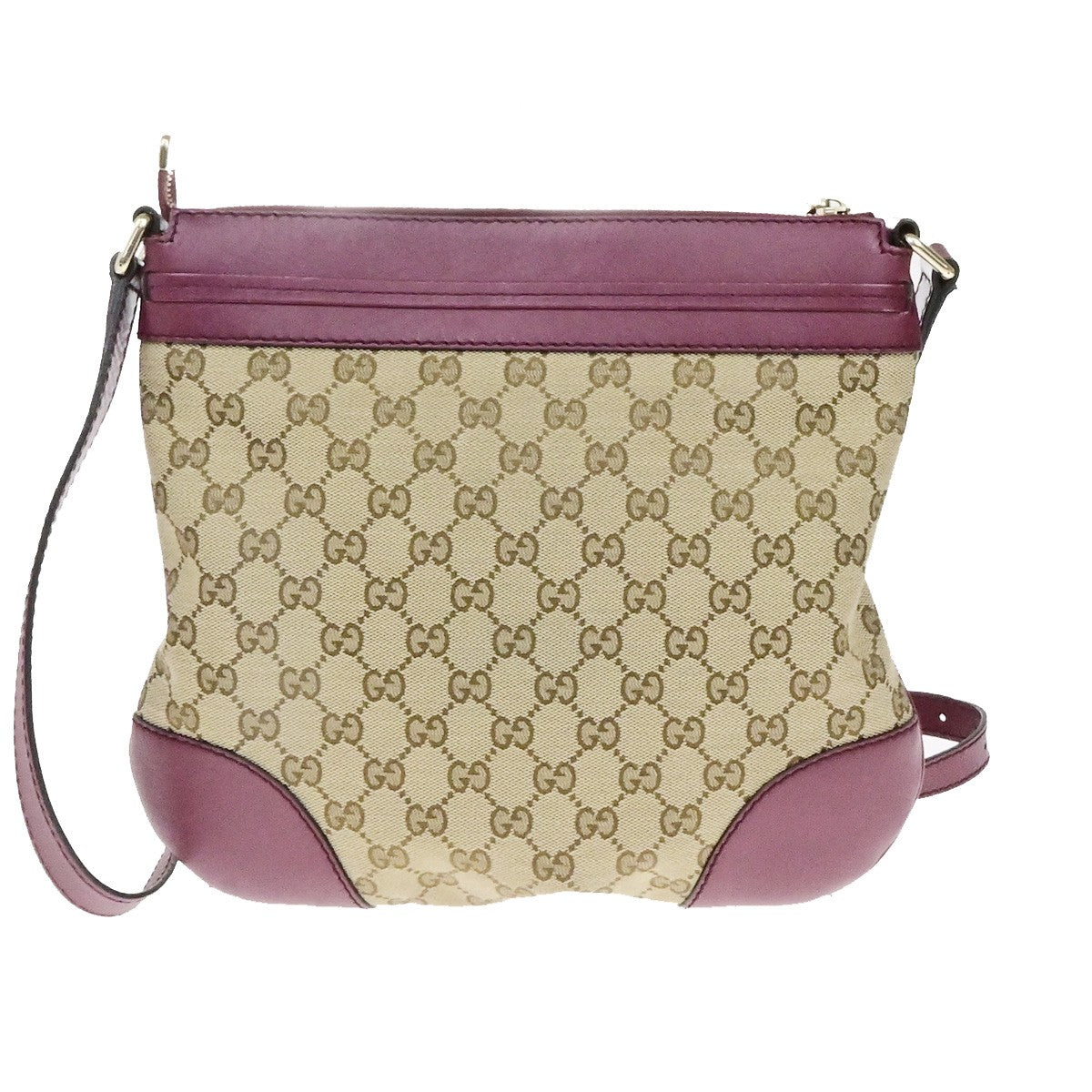 GUCCI Logo GG Pattern Crossbody Shoulder Bag Canvas Leather Brown Red 83YH164