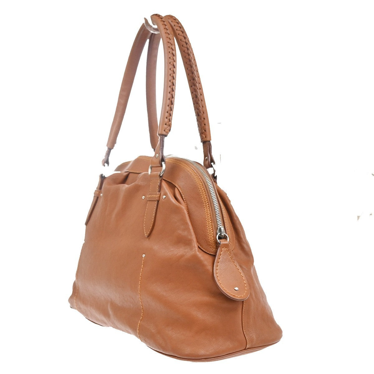 CHRISTIAN DIOR Logo Shoulder Tote Hand Bag Leather Brown SHW Italy 12KC713