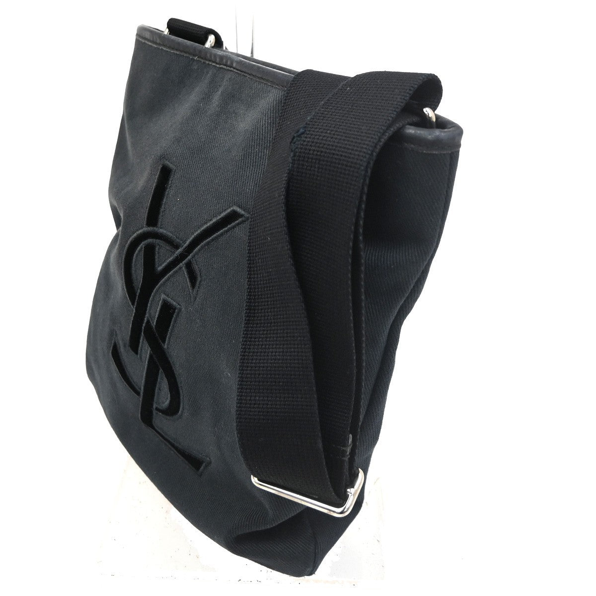 YVES SAINT LAURENT Crossbody Shoulder Bag Canvas Leather Black SHW 04TA445