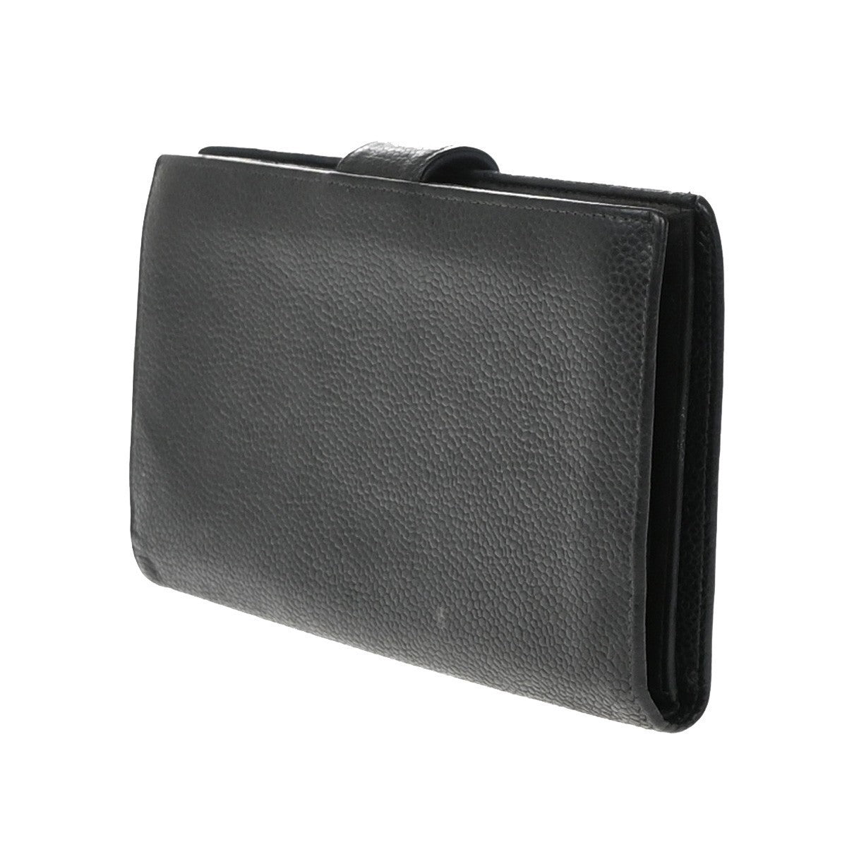 CHANEL CC Long Bifold Wallet Grained Calfskin Leather Black GHW 66EG194