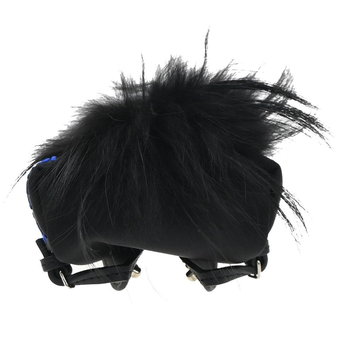 FENDI Karlito Backpack Bag Key Chain Charm Pouch Nylon Leather Fur Black 31KP339