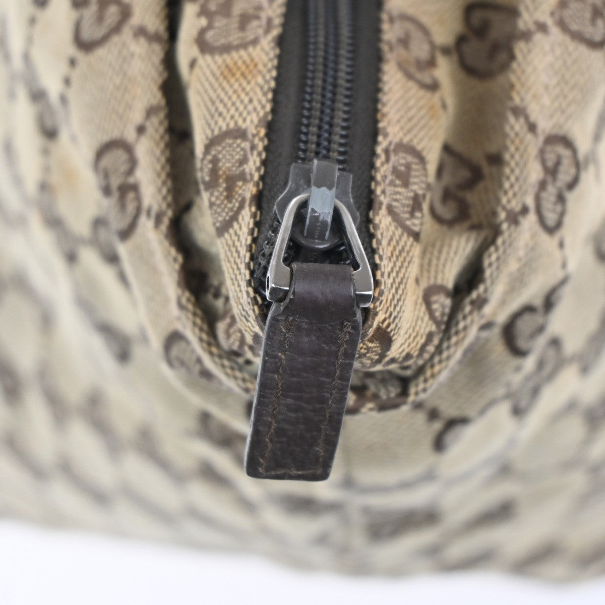 GUCCI GG Logo Sherry Line Shoulder Hand Bag Canvas Leather Beige Italy 67KC204