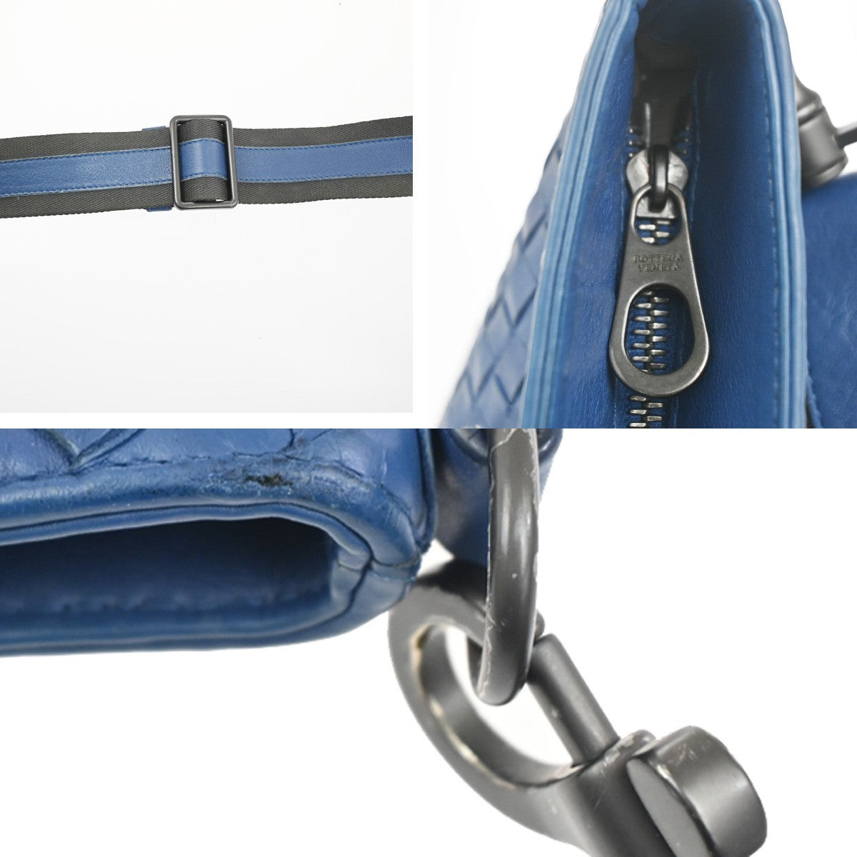 BOTTEGA VENETA Intrecciato Logo Shoulder Crossbody Bag Leather Blue 99MA221