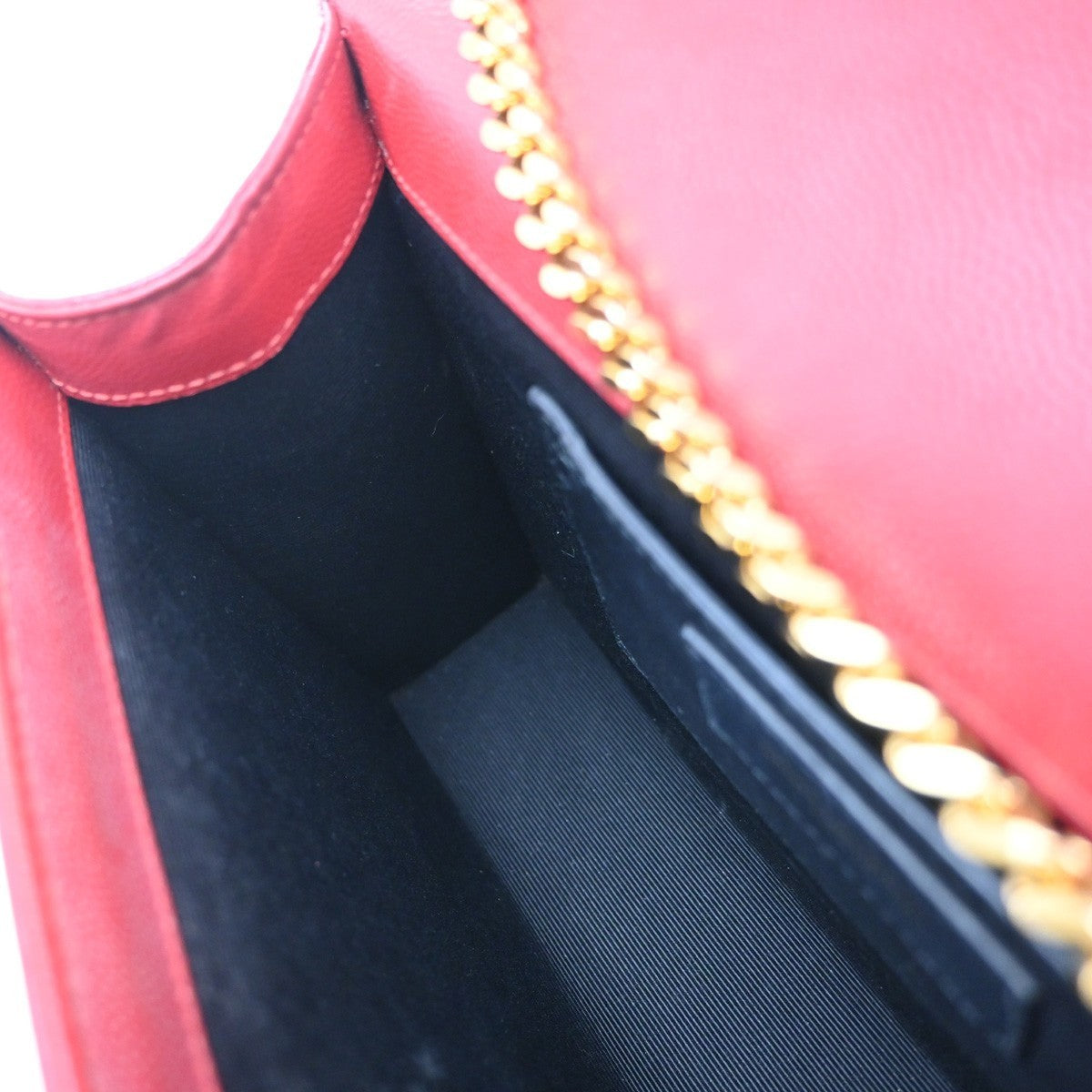 SAINT LAURENT YSL Logo 2Way Chain Shoulder Clutch Bag Red GHW Italy 22RF821