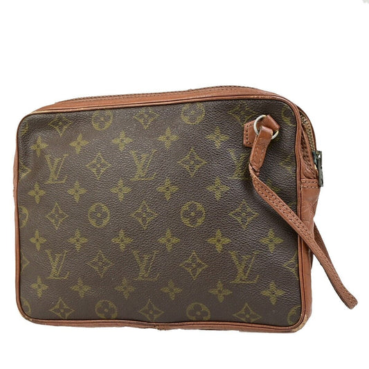 LOUIS VUITTON LV Logo Clutch Hand Bag Monogram Leather Brown france 01EC999