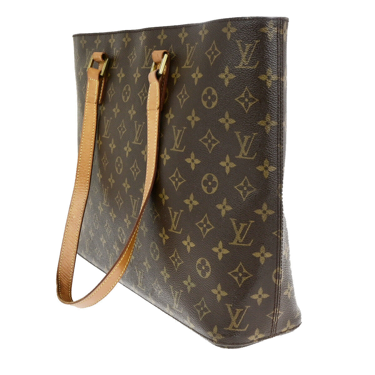 LOUIS VUITTON Logo Luco Shoulder Tote Bag Monogram Leather Brown M51155 87SJ459
