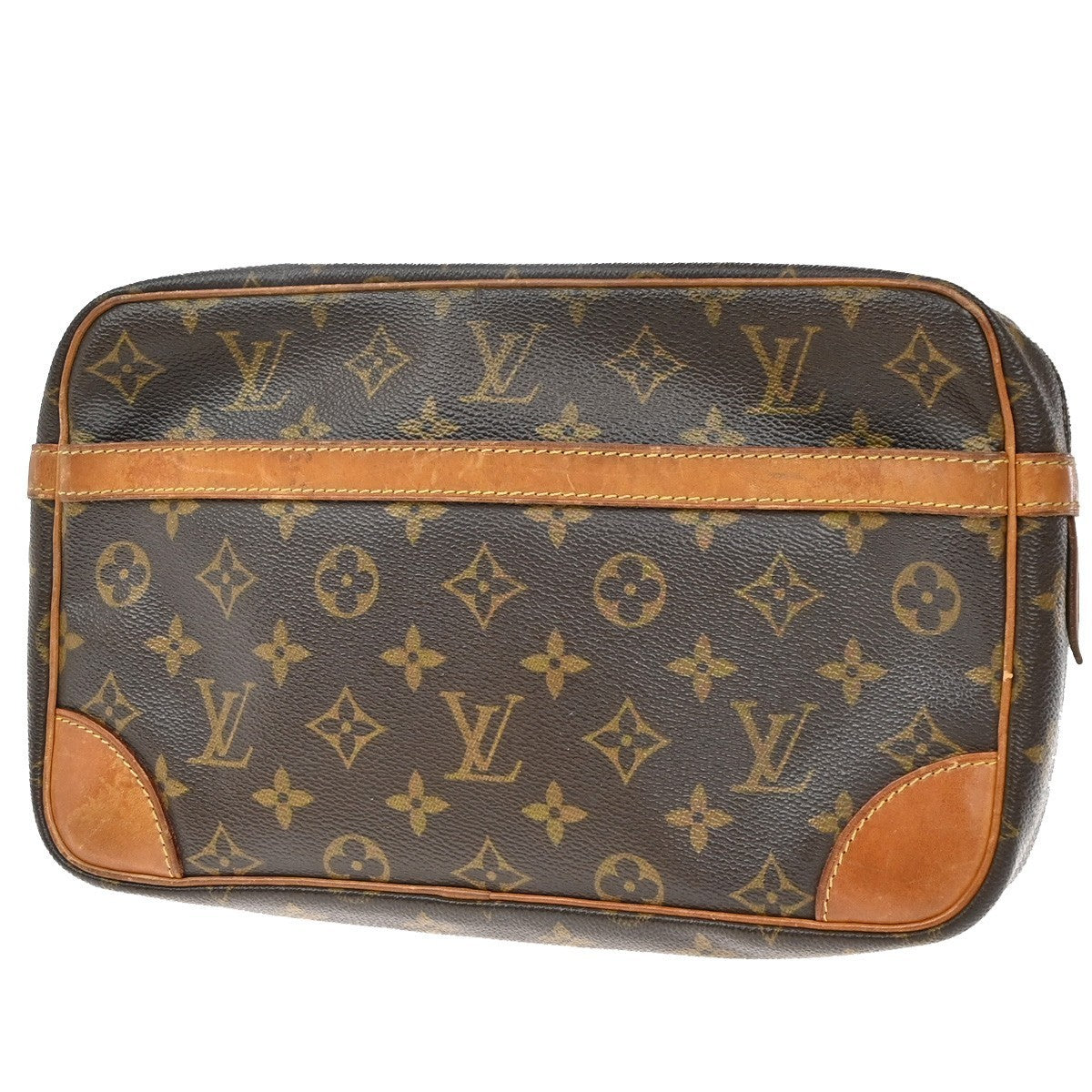 LOUIS VUITTON Compiegne 28 Clutch Bag Monogram Leather Brown GHW M51845 65KP317
