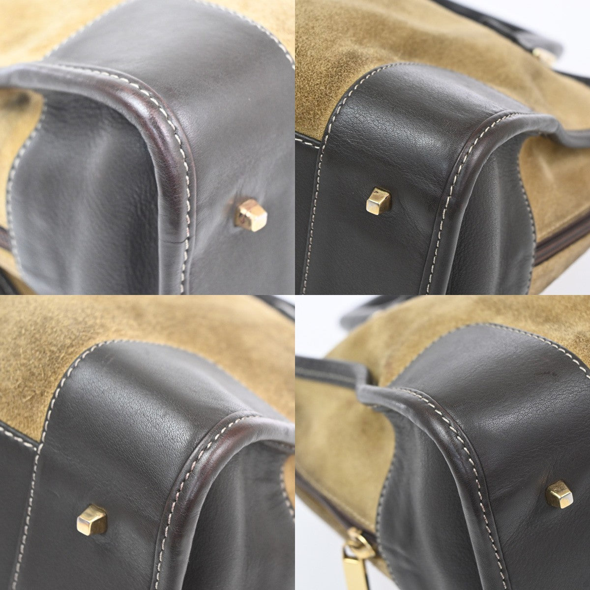 LOEWE Anagram logo Amazona 28 handbag suede Leather Brown Spain GHW 79KD096