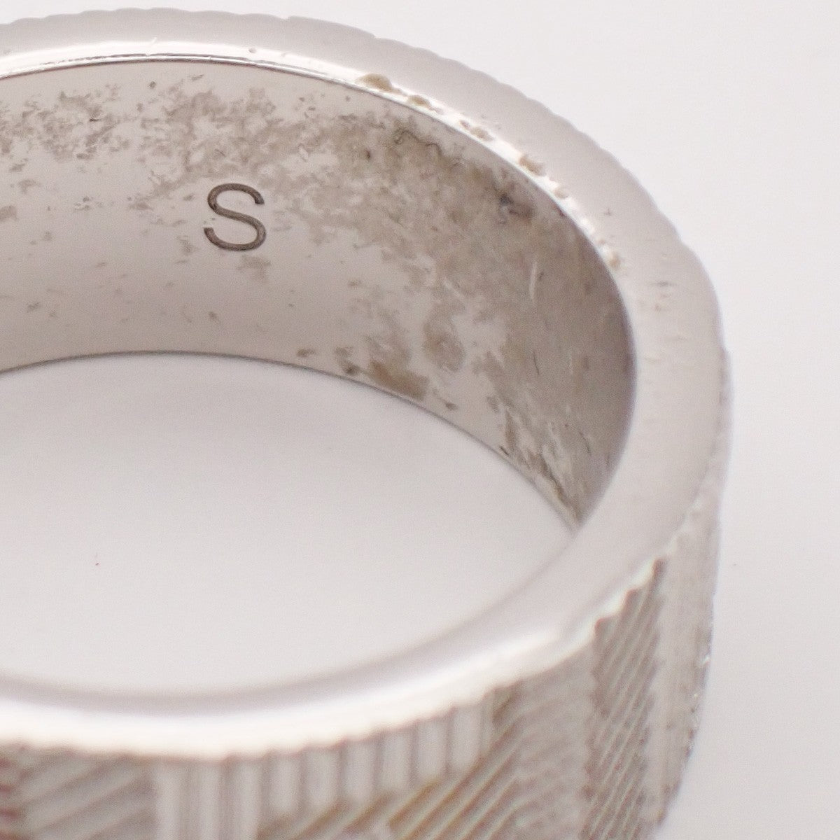 FENDI Logo Zucca Shadow FF Ring Size S Silver Plated Italy 01EG264