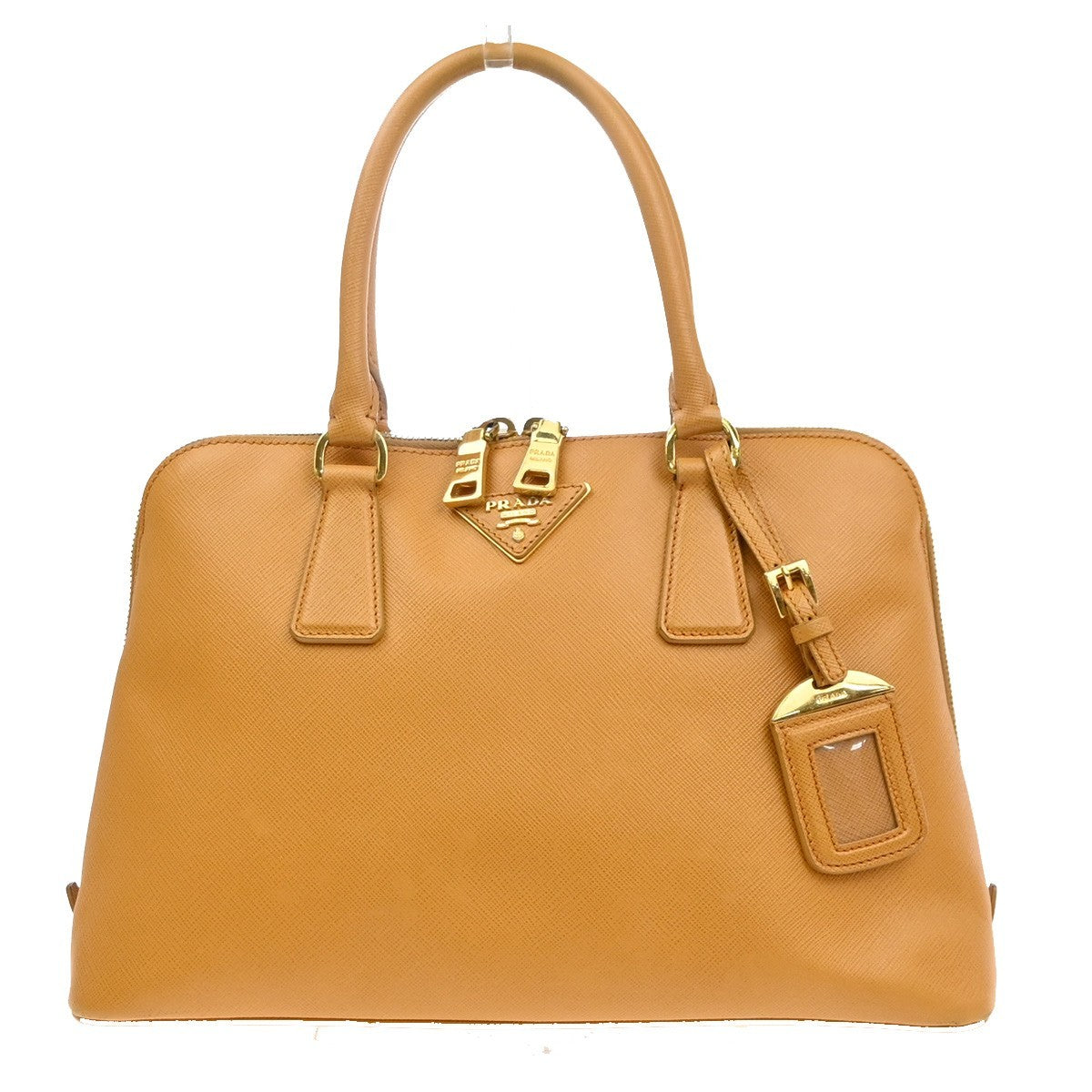 PRADA Logo Shoulder Hand Bag Saffiano Leather Yellow GHW Italy 76MA632