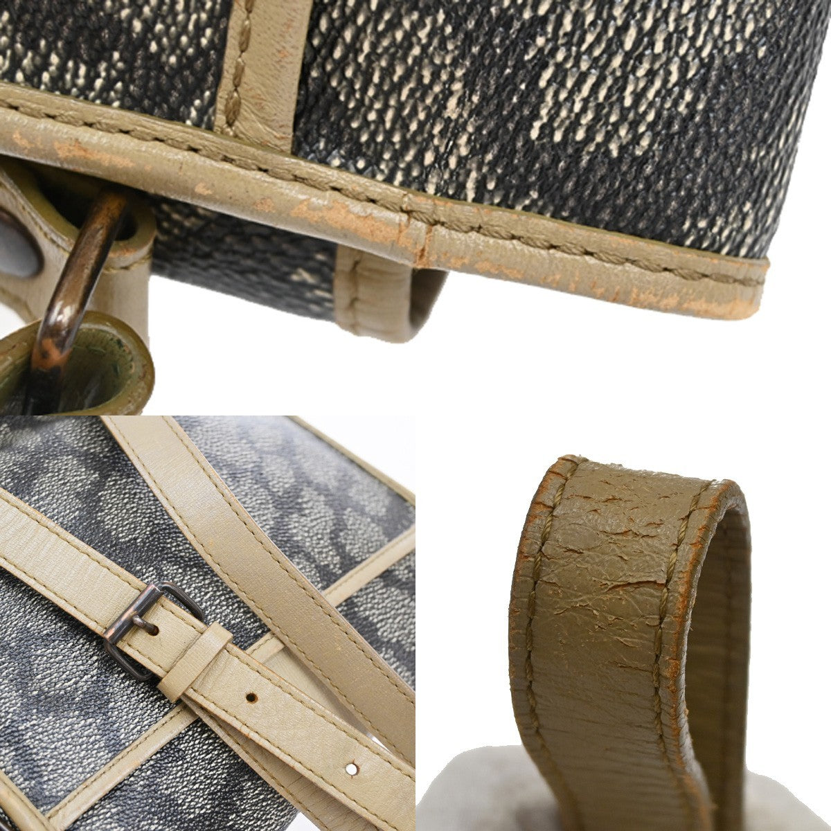 YVES SAINT LAURENT YSL Giraffe Pattern Shoulder Bag PVC Leather Brown 09KB595