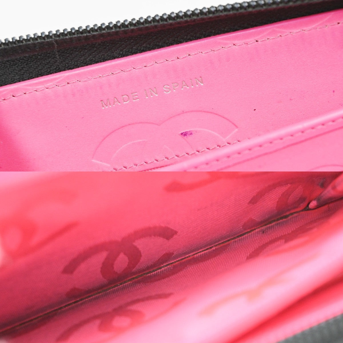 CHANEL CC Cambon Line Zip Around Long Wallet Patent Leather Black Spain 79MA496