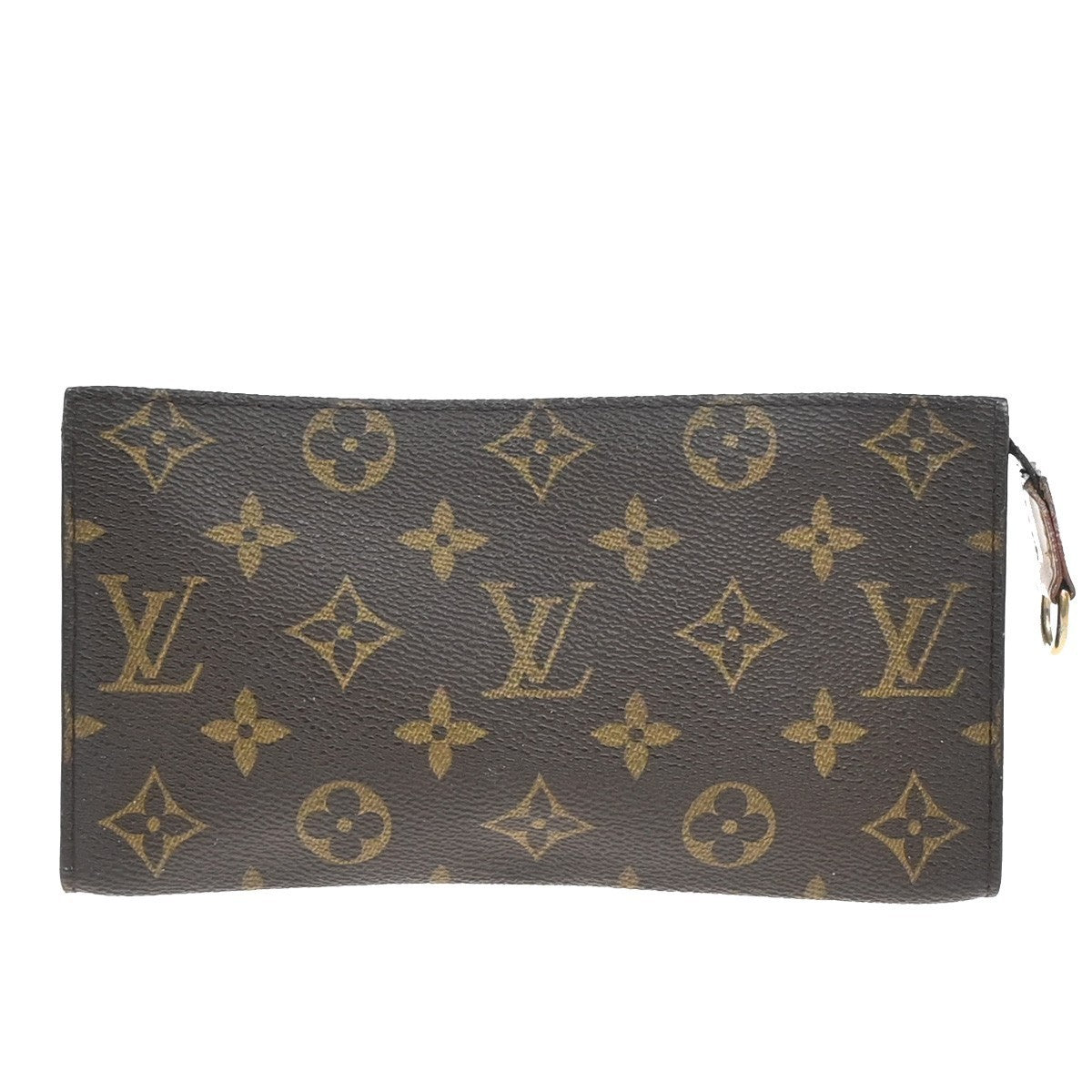 LOUIS VUITTON LV Logo Bucket GM Pouch Bag Monogram Leather Brown Gold 04KP602