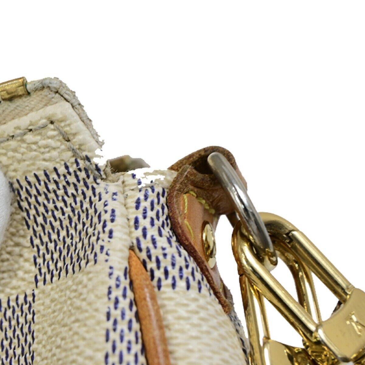 LOUIS VUITTON Eva Chain Shoulder Bag Damier Azur Leather White N55214 27FA678