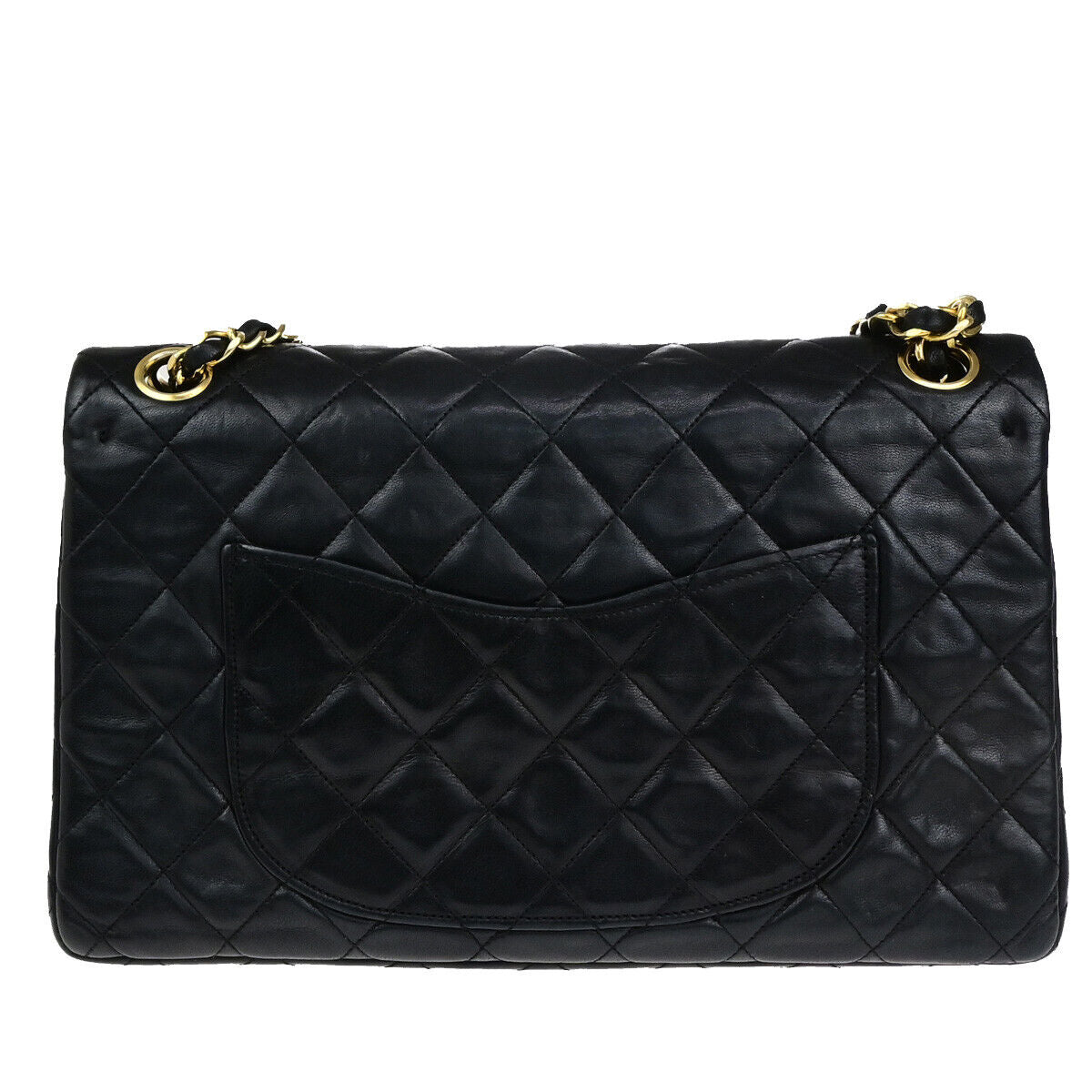 CHANEL CC Matelasse 25 Double Flap Chain Shoulder Bag Leather Black GHW 351RK767