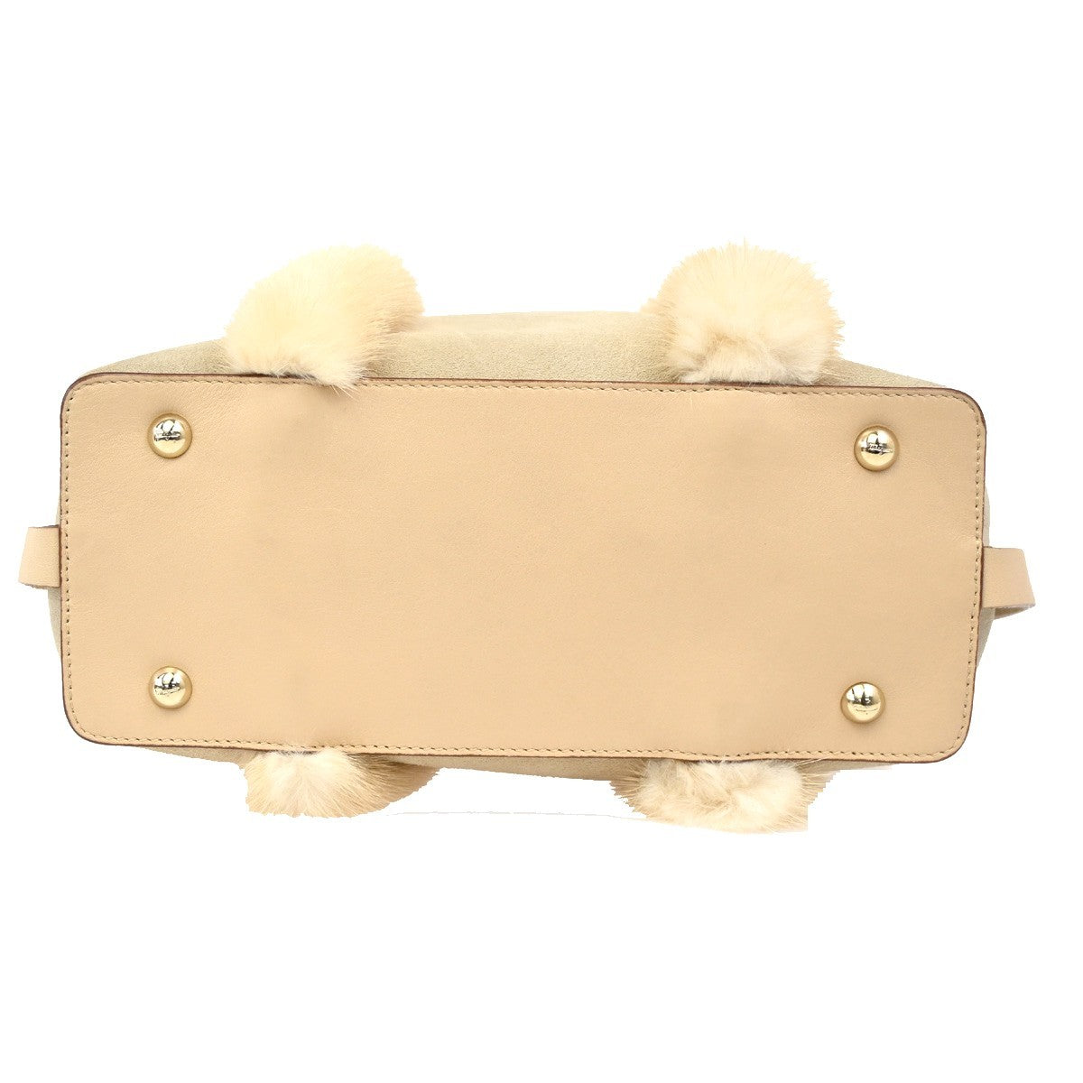 SALVATORE FERRAGAMO Logo Fur Gancini 2Way Hand Bag Suee Leather Beige 80YH842