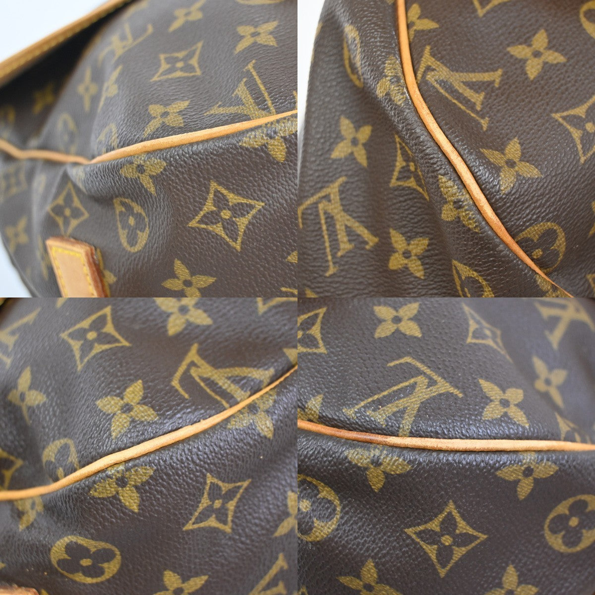 LOUIS VUITTON Logo Saumur 43 Shoulder Bag Monogram Leather Brown M42252 12YH900
