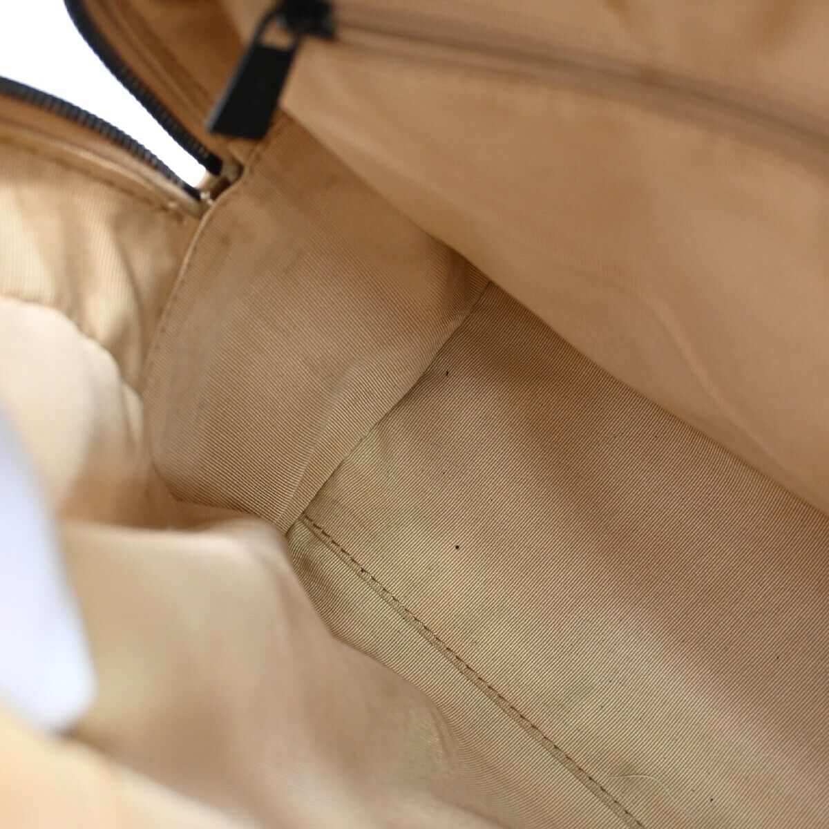 CHANEL CC Logo Wild Stitch Hand Tote Bag Leather Beige Black Italy 11SH052