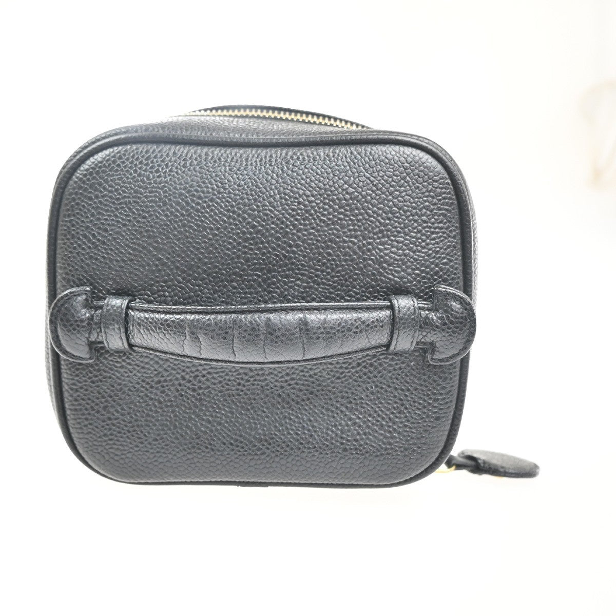 CHANEL CC Logo Vanity Hand Bag Grained Calfskin Leather Black GHW Italy 21RL825