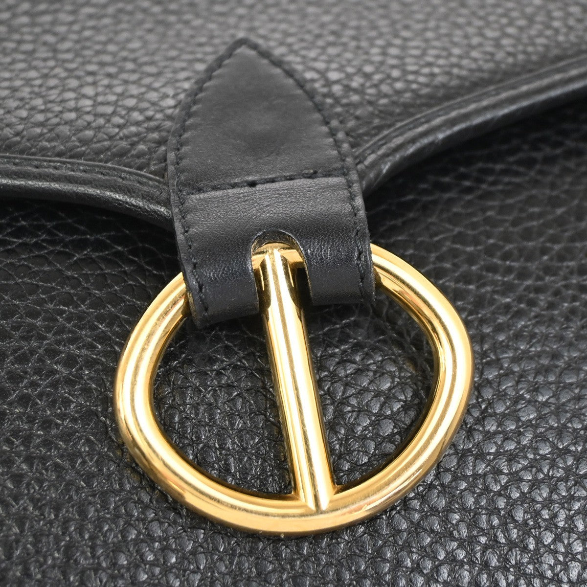 CHRISTIAN DIOR Logo 2Way Shoulder Clutch Bag Leather Black GHW  France 31YH907