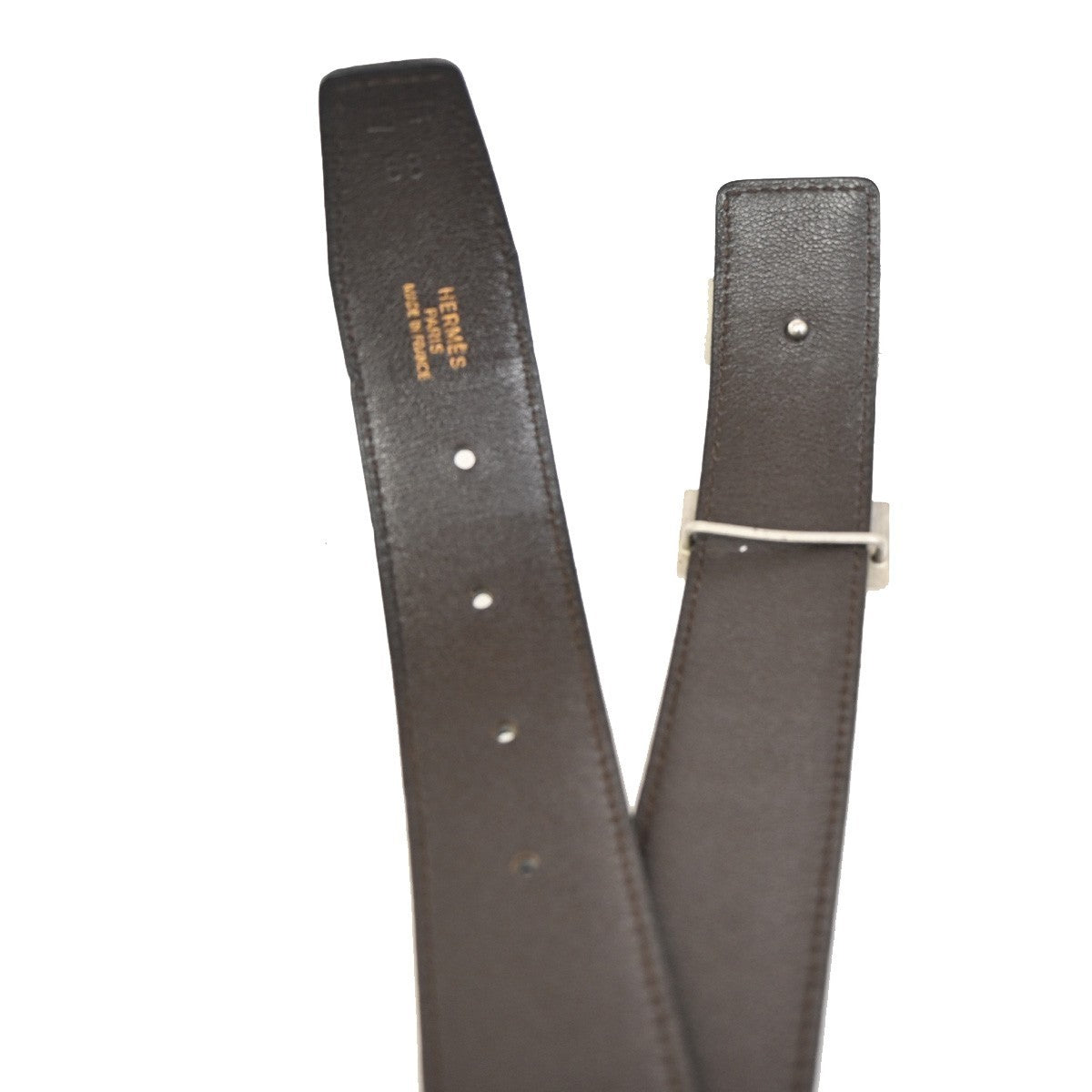 HERMES H Logo Constance Reversible Buckle Belt Leather #68 Black BN SHW 70RL805