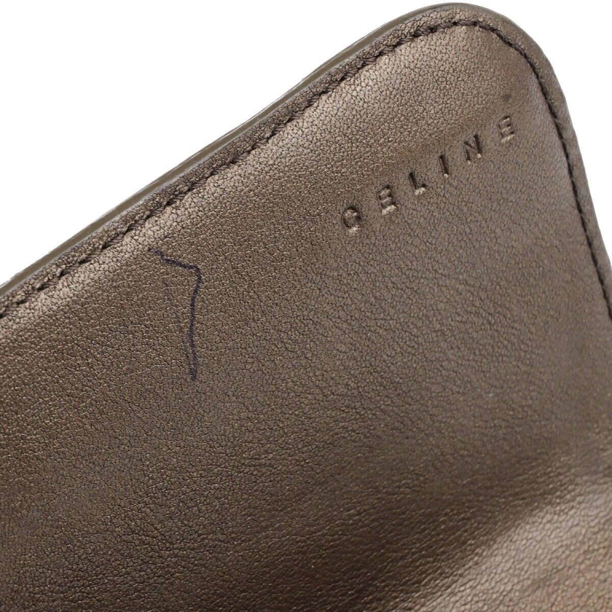 CELINE Logo Macadam Long Bifold Wallet Suede Leather Brown Gold 07KA509