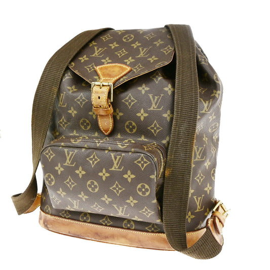 LOUIS VUITTON Montsouris GM Backpack Bag Monogram Leather Brown M51135 85YG509
