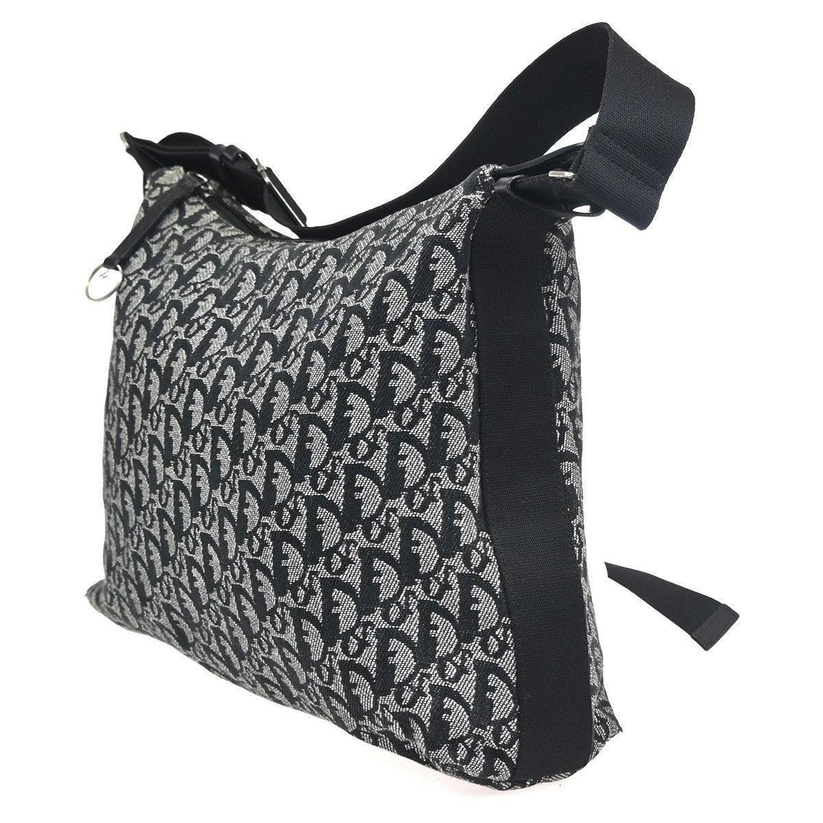 CHRISTAIN DIOR Trotter Shoulder Messenger Bag Canvas Leather BK WE Italy 72KC791