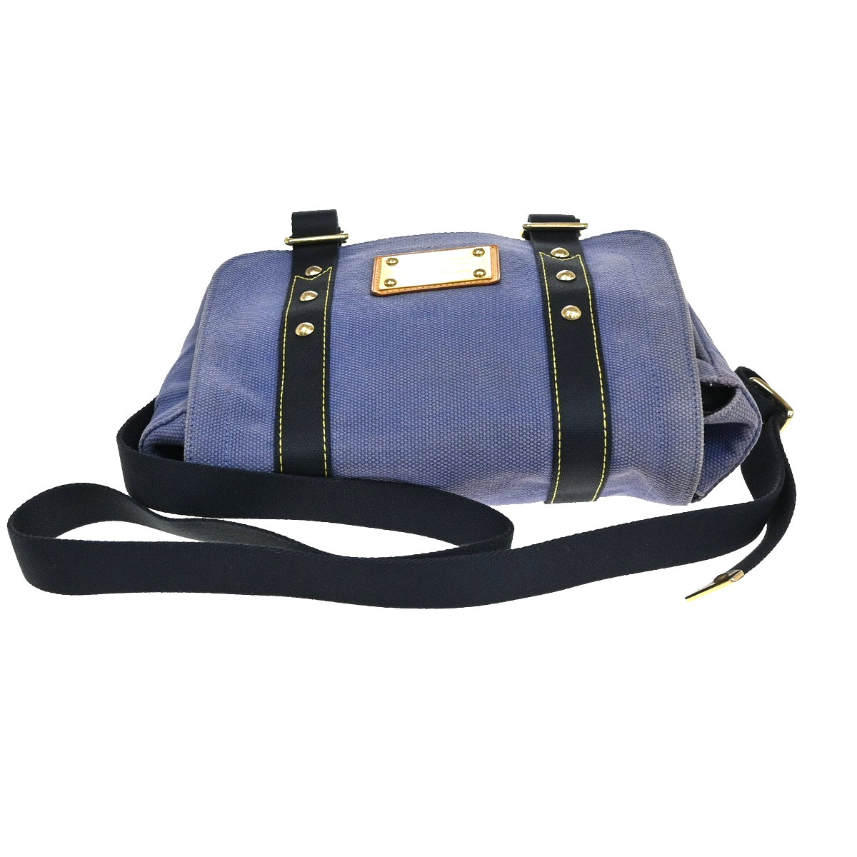 LOUIS VUITTON Busas PM Shoulder Bag Antigua Canvas Leather Blue M40073 65YH830
