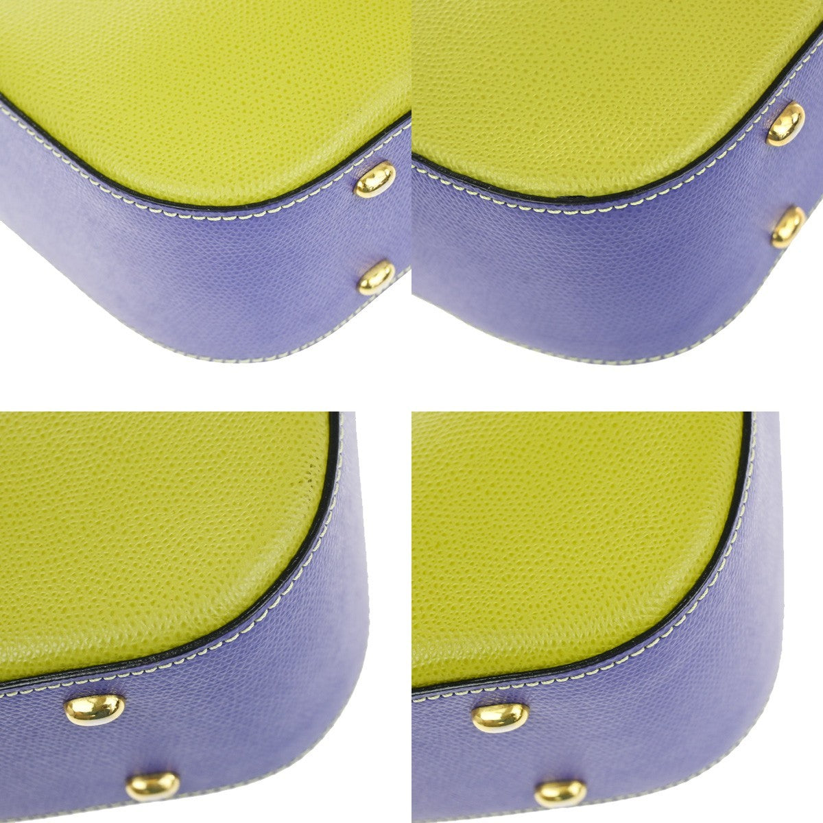 CELINE Logo 2Way Shoulder Hand Bag Leather Green Purple GHW Italy 70RL972