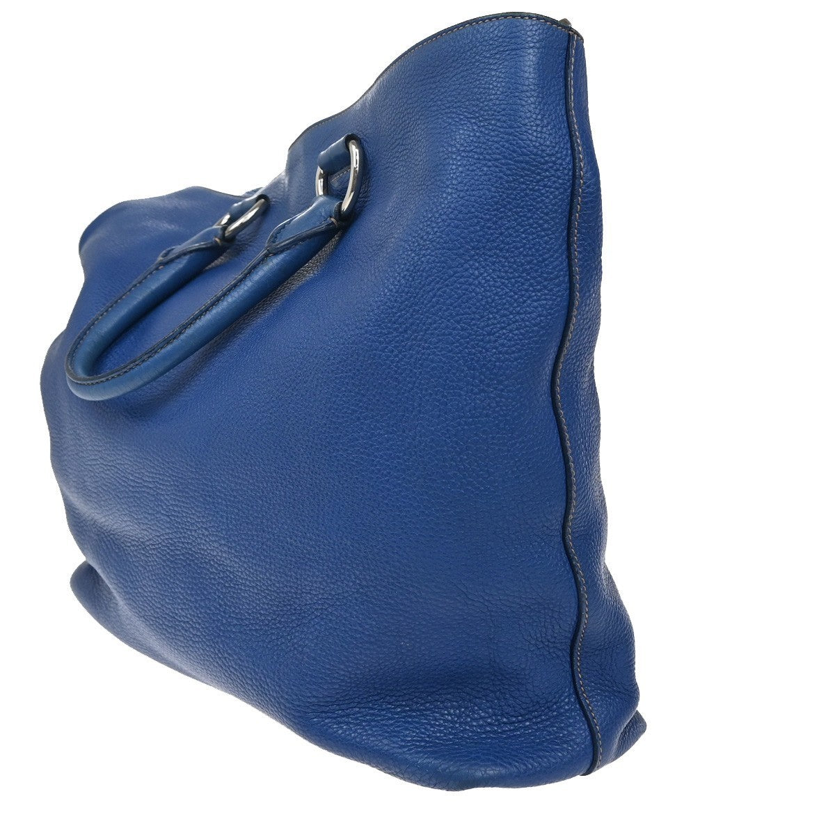 PRADA Logo 2Way Shoulder Hand Bag Leather Blue 70KP286