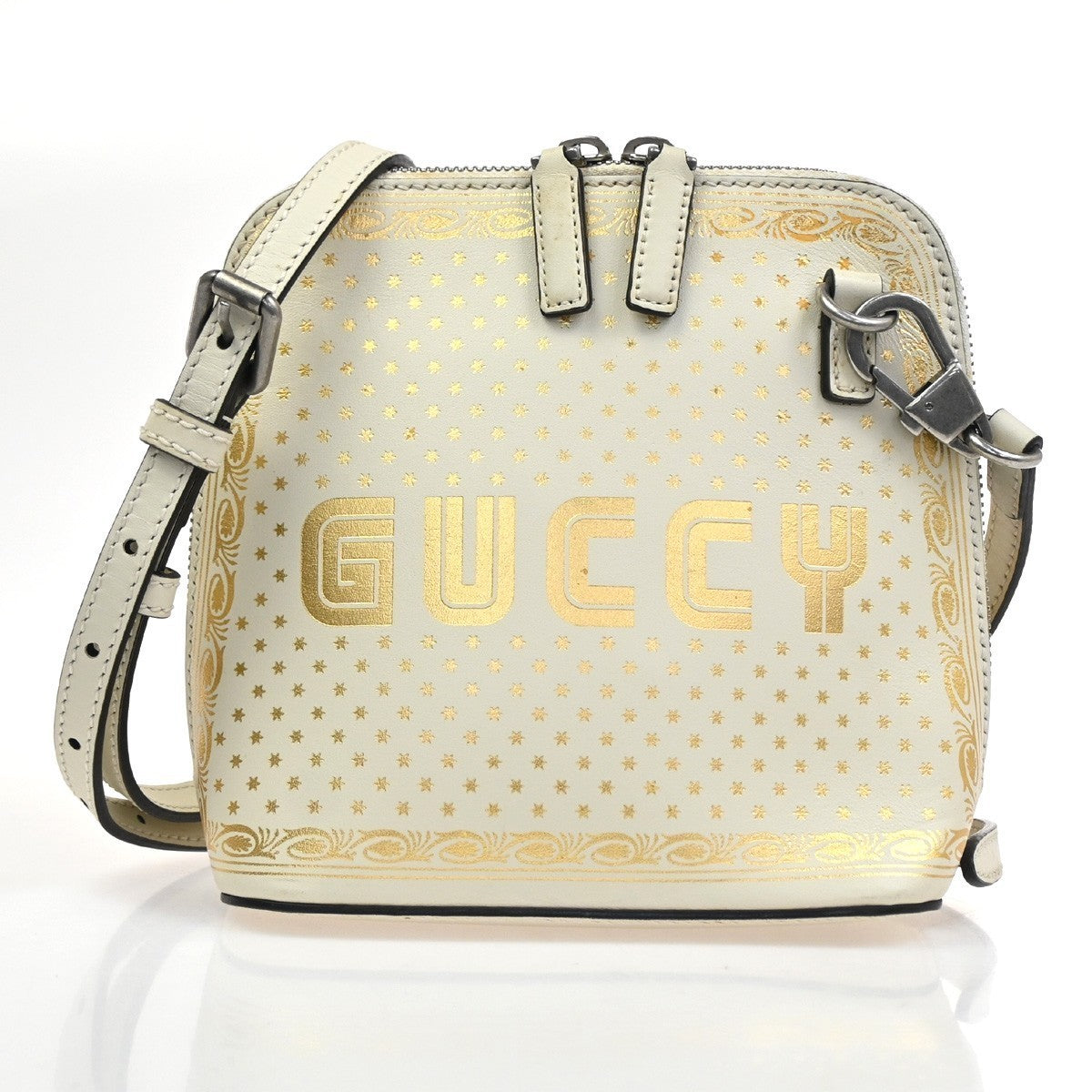 GUCCI Logo SEGA GUCCY Crossbody Mini Shoulder Bag Leather White Italy 73KC839