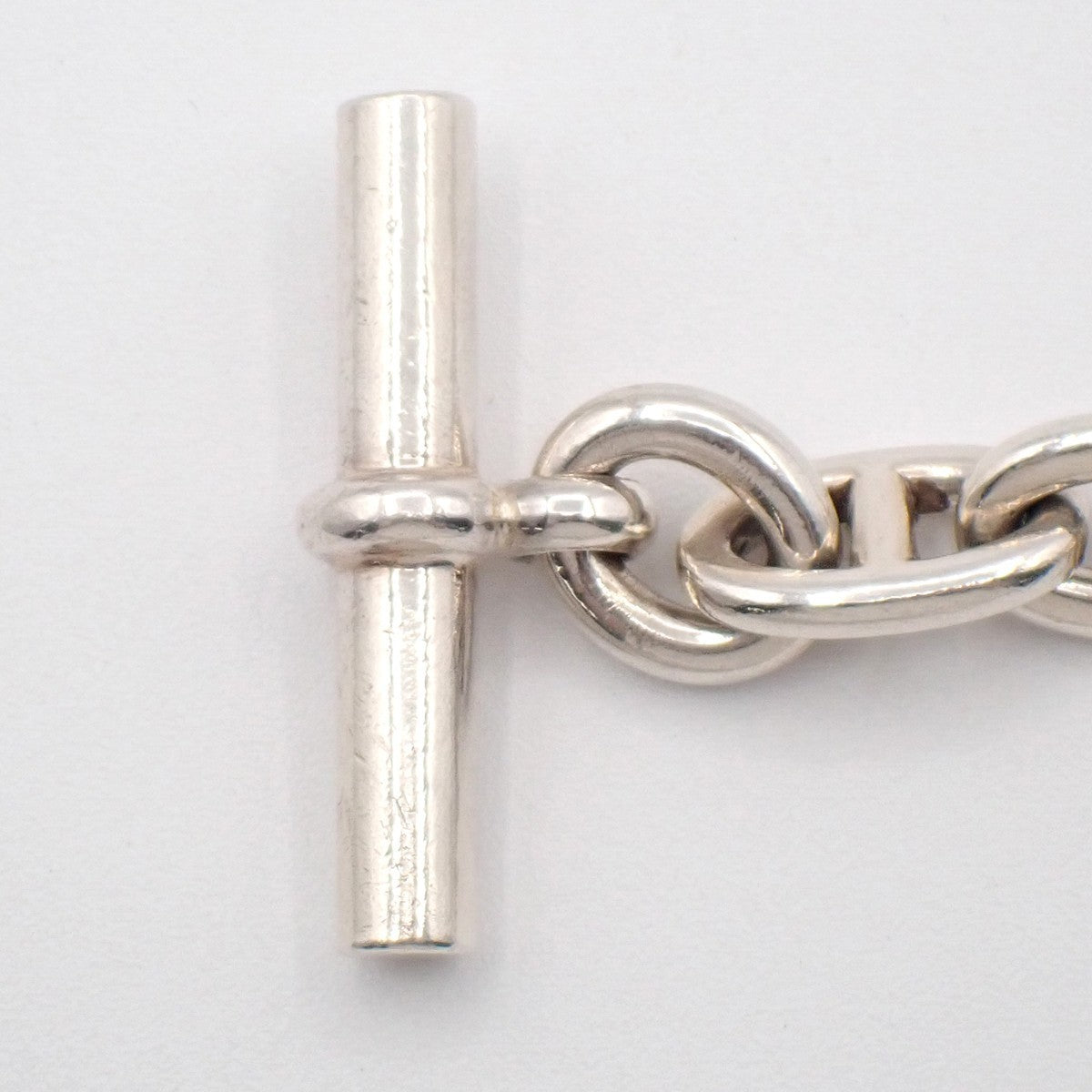 HERMES Logo Chaine D'ancre MM Chain Bracelet  16 Link Silver Ag925 385LC631