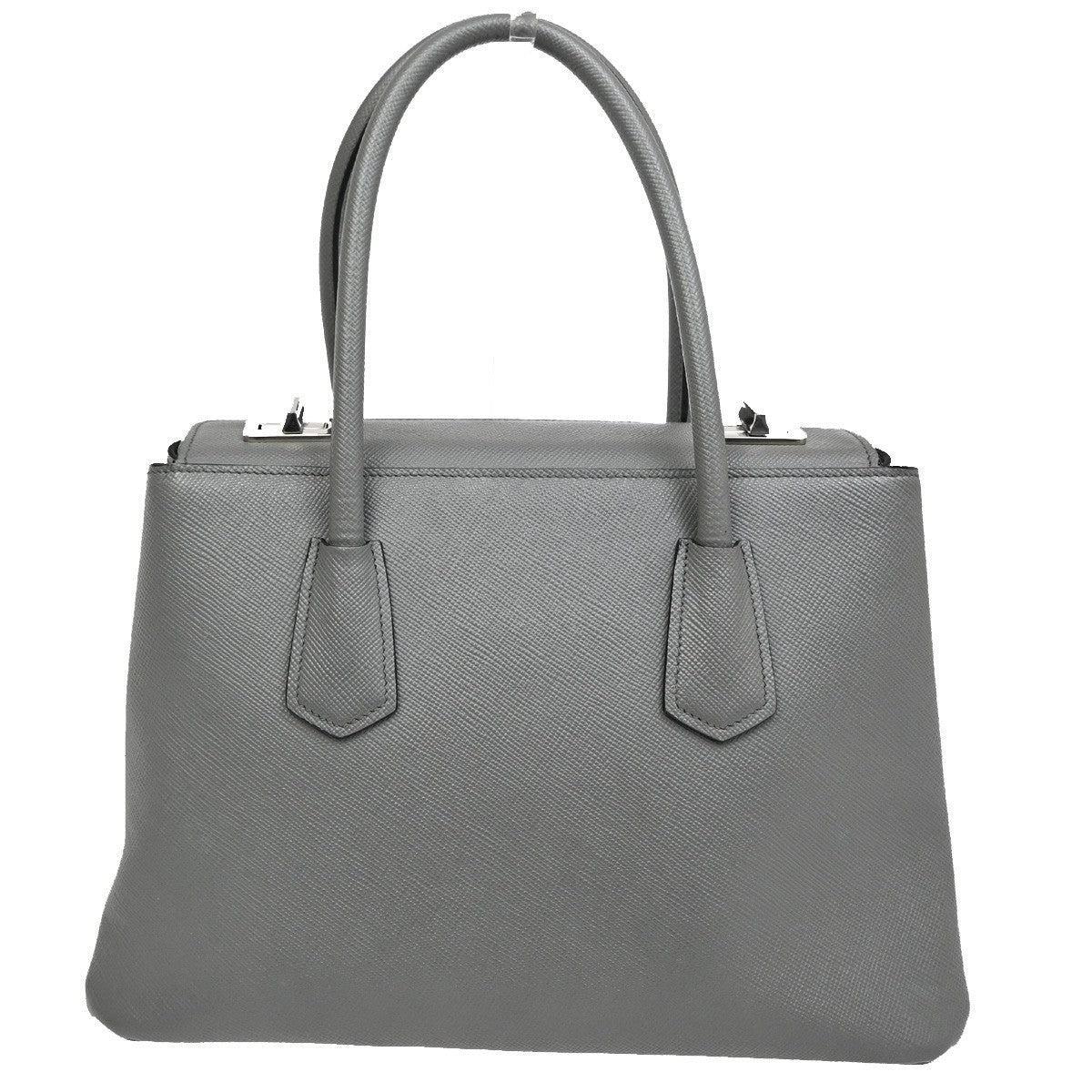 PRADA Logo Shoulder Hand Bag Saffiano Cuir Leather gray SHW Italy 98TA166
