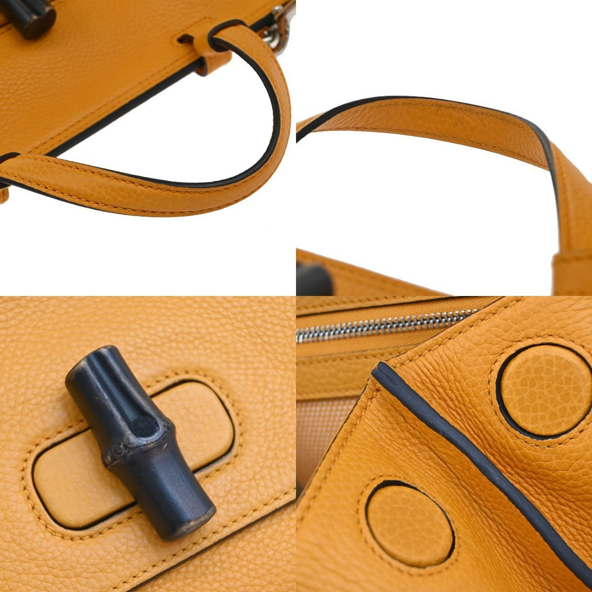 GUCCI GG Logo Daily 2Way Shoulder Hand Bag Bamboo Leather Orange 72KP091