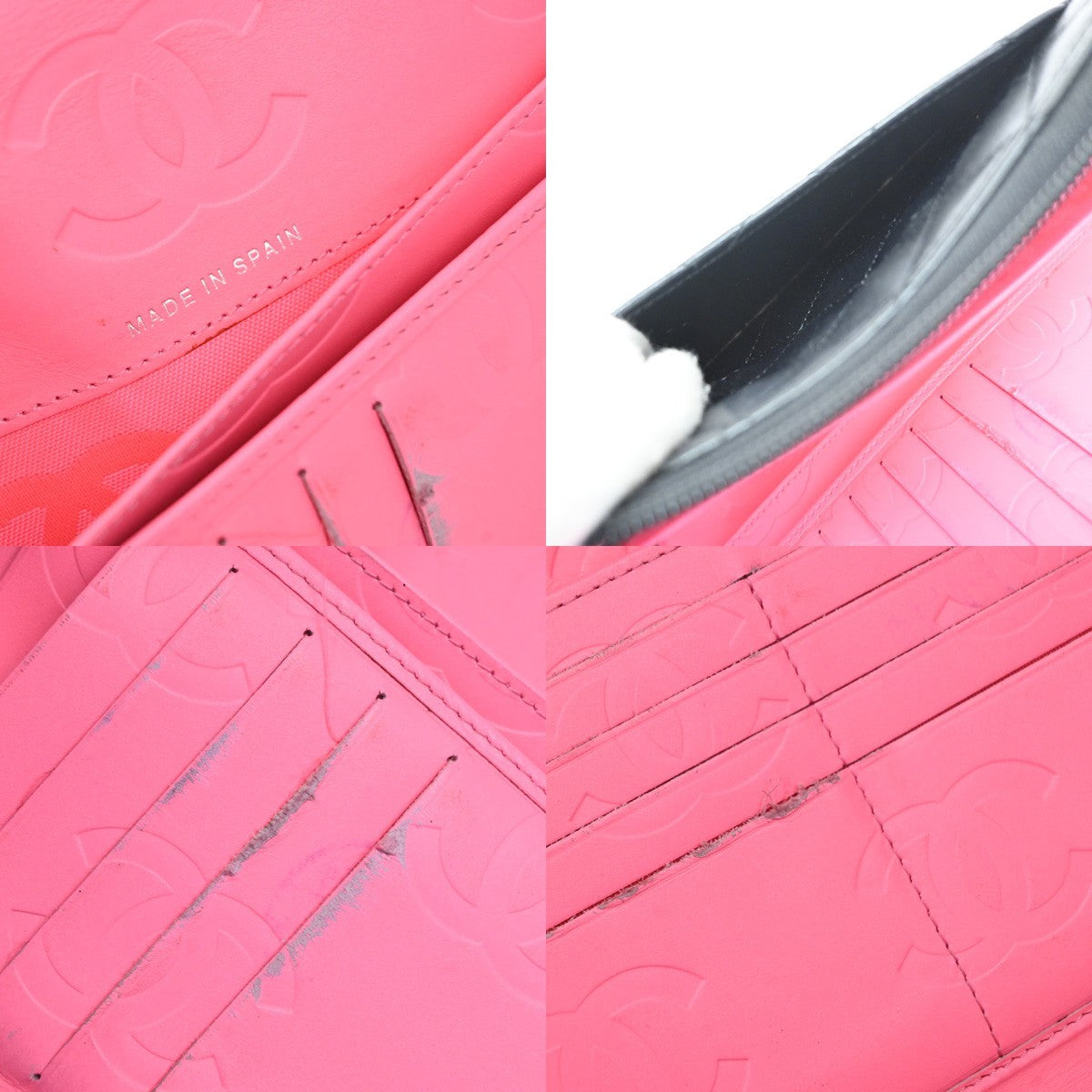 CHANEL CC Cambon Line Zip Around Long Wallet Patent Leather Black Spain 39KD046