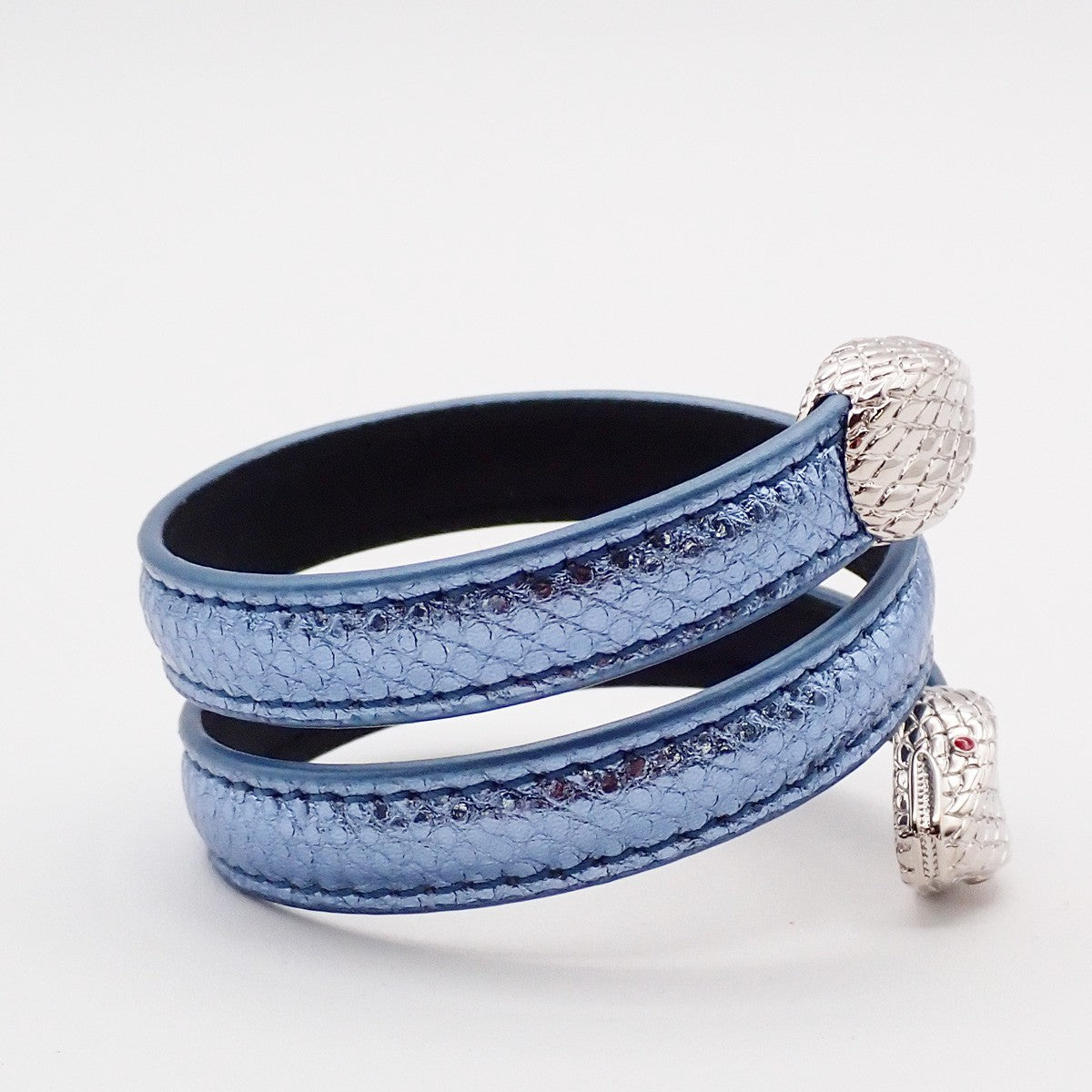 BVLGARI Logo Serpenti Forever Bracelet Blue Silver Italy Accessory 31RL216