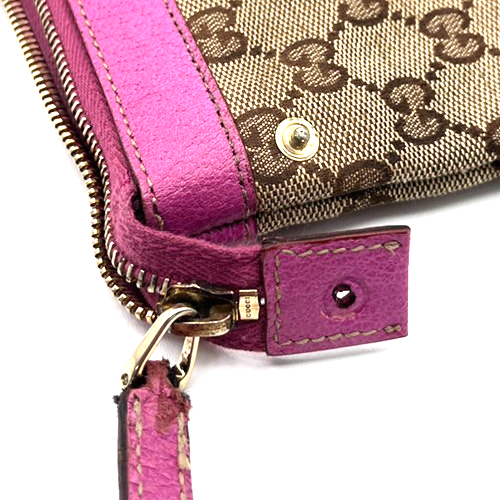GUCCI GG Pattern Abbey Shoulder Bag Canvas Leather Beige Pink GHW Itlay 67DA040