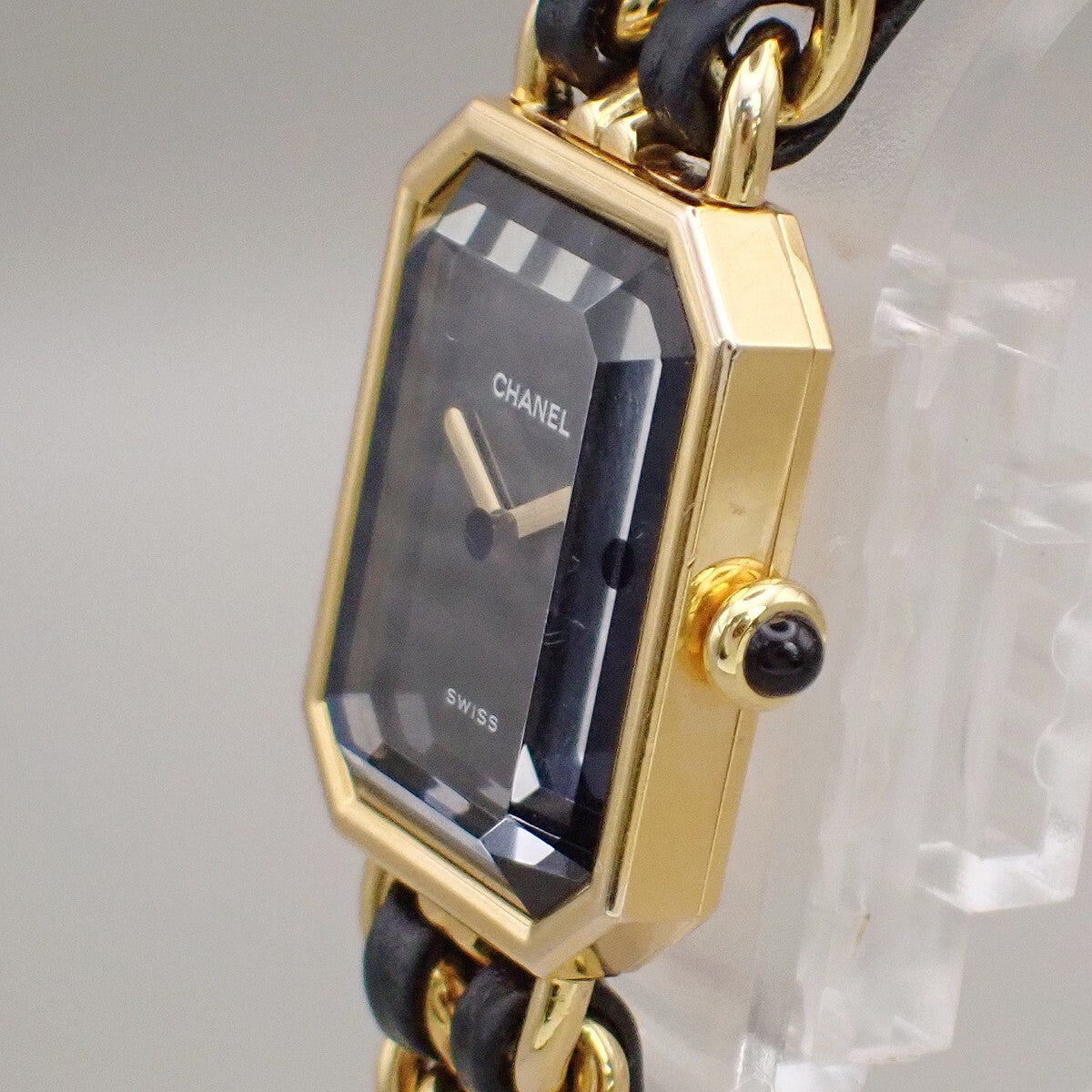 CHANEL Logo Premiere Watch H0001  # L Quartz Gold Plated Leather GHW 690RK949