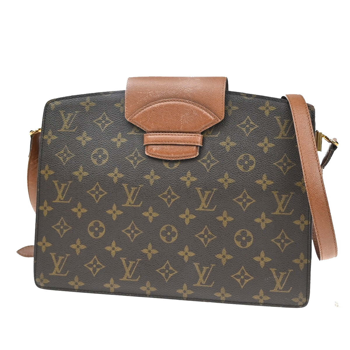 LOUIS VUITTON Courcelles Shoulder Bag Monogram Leather Brown M51375 86YH461