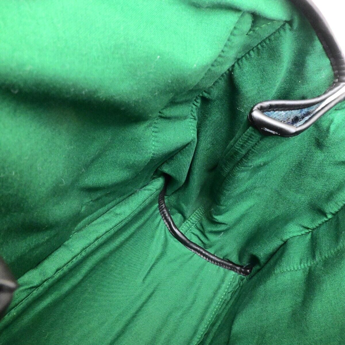 BALENCIAGA Navy Cabas S Hand Tote Bag Check Wool Leatehr Green Black 75KA432